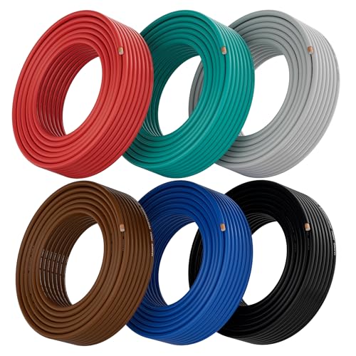 16 Gauge Wire (6-Pack Black/Red/Grey/Blue/Green/Brown, Each 50 FT), Low Voltage Automotive Primary Harness Wire for Battery, Car Audio, Remote Trailer, Security Alarm, Hook Up Wiring, 16AWG CCA, DIY - color: Red/Black/Grey/Blue/Green/Brown, size: 50FT-6PK