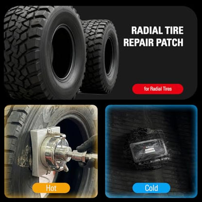 CKAuto 20 pcs Radial Tire Patches Heavy Duty 2-1/4" x 4-1/3" (60mm x 110mm) | for Radial Tubeless Tire of Cars Vans SUVs Buses & Heavy Trucks Tractor Agricultural Vehicles Rectangle - size: 2-1/4" x 4-1/3" (60 x 110mm) 20 PCS