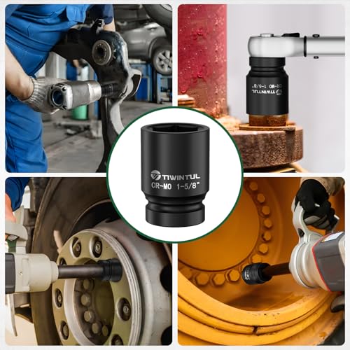 1-5/8" Impact Socket 1" Drive, 6 Point Design, for Heavy Equipment | CR-MO Large Impact Socket, ANSI Certified, Heavy Duty Socket 1 Inch Drive Truck Axle Nuts & Mining & Fleet Repair - size: 1-5/8'' (1 PCS)