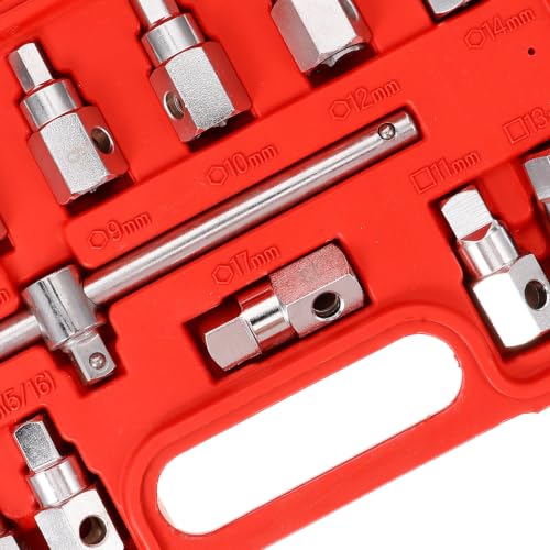 ULTECHNOVO 12pcs Chrome Alloy Oil Drain Socket Tool Set for Automotive Oil Drain Operations Lightweight Socket Set for Hobbyists and Professionals