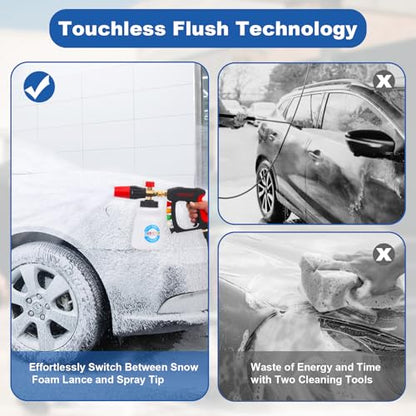 DUSICHIN Foam Cannon Short Pressure Washer Gun 1/4 Inch Quick Connector,5 Pressure Washer Nozzle Tips Car Wash Foam Gun 3/8'' Swivel Quick Connector,M22-14mm M22-15mm Fitting,Not Use with Garden Hose