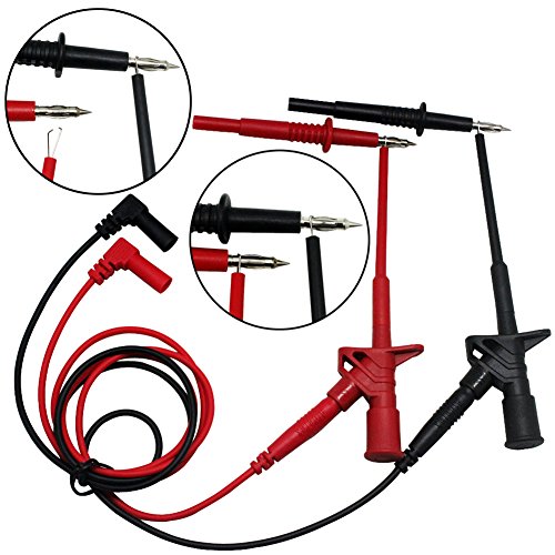 Aidetek Automotive Test Lead Kit Insulation Piercing Test Clip Large Crocodile Clips Flexible Spring for Multimeter Meter Test Probes Test Leads Set Probe CE Certificate TLP20163