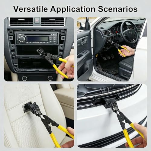 Automotive Panel Clip Pliers - Car Panel Upholstery Trim Clip Removal Tool Plier, Interior Clip Fastener Rivet Push Pin Panel Pliers, Repair Tool for Car Vehicle Dashboard Clip Remover Plier - color: Yellow