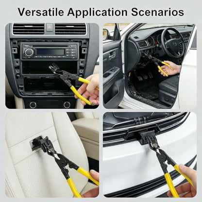 Automotive Panel Clip Pliers - Car Panel Upholstery Trim Clip Removal Tool Plier, Interior Clip Fastener Rivet Push Pin Panel Pliers, Repair Tool for Car Vehicle Dashboard Clip Remover Plier - color: Yellow