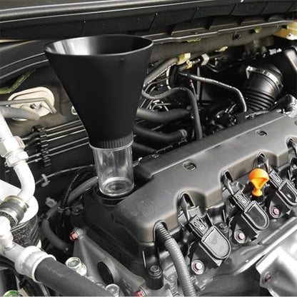 Car Engine Oil Funnel, Vehicle Threaded Locking No Spill Spout Directly into Filler Funnel, Automotive Diesel Change Tool, Compatible with Avalon Tercel Venza (Black) - color: Black
