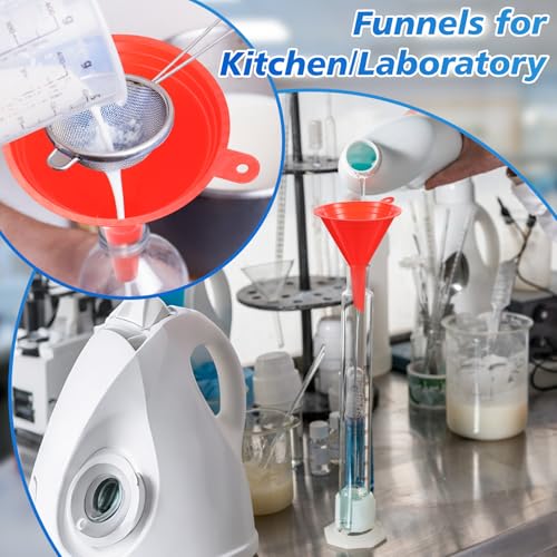 Maxdot 11 Pcs Oil Funnel Set with Storage Bag, Plastic Wide Mouth Flexible Fuel Funnel with Long Hose and Filter Long Neck Spill Saver for Automotive and Kitchen Use, Gas, Coolant, Other Fluids
