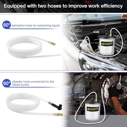 Reniteco 3L Vacuum Brake Bleeder Kit - One Person Brake Bleed Fluid Pump Brake Bleeding Tool with 3L Brake Fluid Extractor and 1L Refilling Bottle