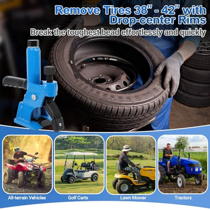 Manual Tire Bead Breaker with Handle and Rubber Pad, Fit for 38 and 42 Inches Tires Changer, Easy-Operated Tire Repair Tool for ATVs, UTVs, Tractors, Trucks, Heavy Duty Tires Car Repair (Blue)
