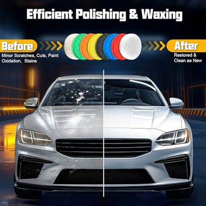 8 Pcs Buffing Polishing Pads, 6 Inch Polishing Pads, Car Compound Buffing Sponge Pads and Woolen Pads Cutting Polishing Pad Kit for Car Buffer Boat Compounding, Polisher & Waxing - size: 6.5 Inch