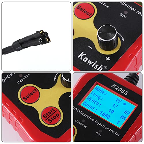 Fuel Injector Tester Kit, Automotive GDI Injector Tester 12V Vehicle Fuel Injector Adapter Cleaner with LCD Display for Car Gasoline Tseter and Cleaning
