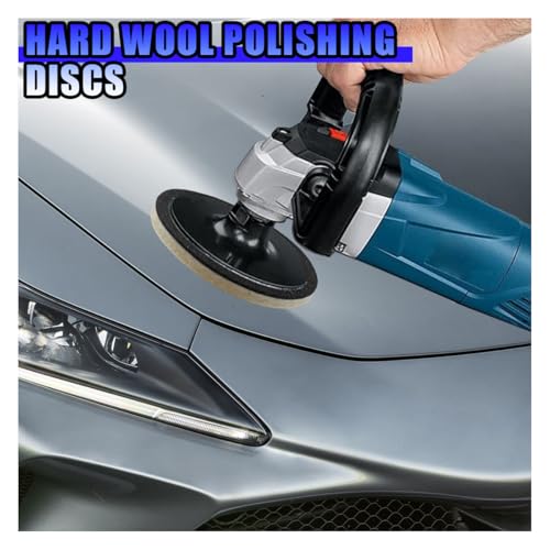 5PCS Car Glass Polishing Pads, 5" Wool Felt Buffing Wheel Polishing Pad Discs with Hook & Loop Back, Random Orbital Sander Polish Pad for Remove Scratch from Windshield, Window(5IN) - size: 5IN