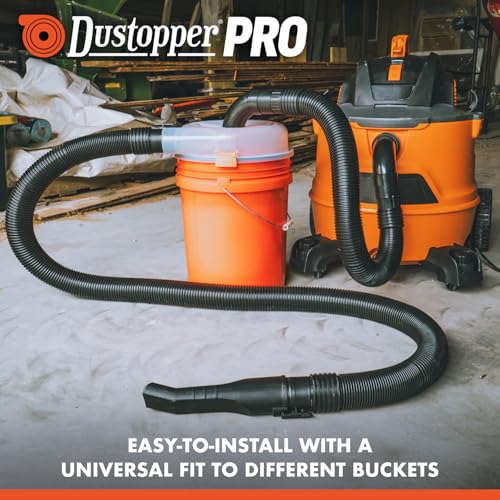 The Dustopper PRO, Low-Profile Dust Separator for Shop Wet/Dry Vacuums with at least 5HP. Includes High-Flow 90 Degree Sweep Elbows and Connection Hose. Fits Standard 5 Gallon Buckets, Made in USA - style: Complete Assembly – Separator, Hose & Elbows