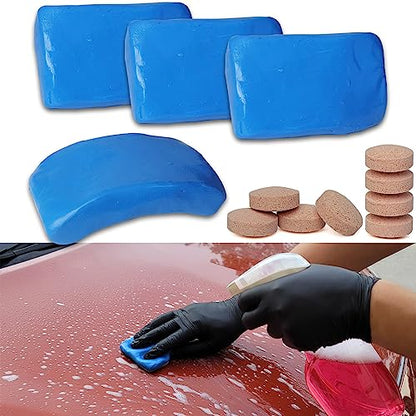awave bloom Car Clay Bars Auto Detailing 400g and Clay bar Lubricant Tablets 8 Pack(1pcs=16 oz) Clay bar kit for Car Detailing Damage Free Cleaning - style: 4 Bar+Lubricant Tablets 8 Pack(Blue)
