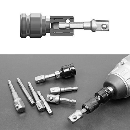 Impact Socket Adapter Set for Drill - 1/4 3/8 1/2" Impact Grade Driver Bit Set Extension Bit with Holder Ratchet Wrench Nut Hex Drive Adapter - color: 3*grey