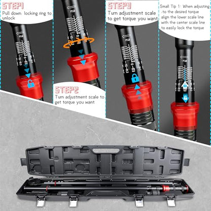 1-Inch Drive Torque Wrench 200-1500ft.lb/271.0-2032.5Nm, ±3% Precision Dual Direction Torque Wrenches with 24-Tooth Dual Range Scales with Ft.Lbs and N.m - size: 1" DR.『200-1500 FT.LB』