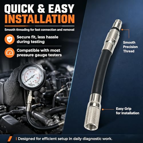 5608 Compression Tester 12mm Adapter Compatible with 2008 and Newer Ford 4.6L 5.4L 6.8L 3-Valve Engines with 12mm Spark Plug, Engine Cylinder Compression Test Adapter
