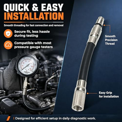 5608 Compression Tester 12mm Adapter Compatible with 2008 and Newer Ford 4.6L 5.4L 6.8L 3-Valve Engines with 12mm Spark Plug, Engine Cylinder Compression Test Adapter