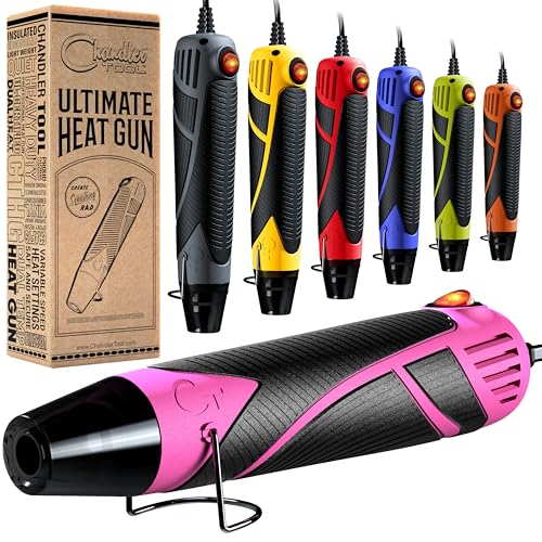 Heat Gun for Crafting, Mini Dual Temp Hot Air Gun Tool for Epoxy Resin, Shrink Wrapping, Vinyl Wrap, Embossing, Electronics, Candle Making, Sublimation, Phone Repair & DIY (Pink/Black) - color: Pink/Black