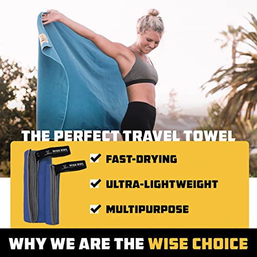 Wise Owl Outfitters Microfiber Camping Towel - Quick Dry Towel for Travel, Backpacking, Hiking, Beach, Gym & Yoga - Compact, Fast Drying & Lightweight - color: Grey, size: X-Large (30x60) + Washcloth (12x24)
