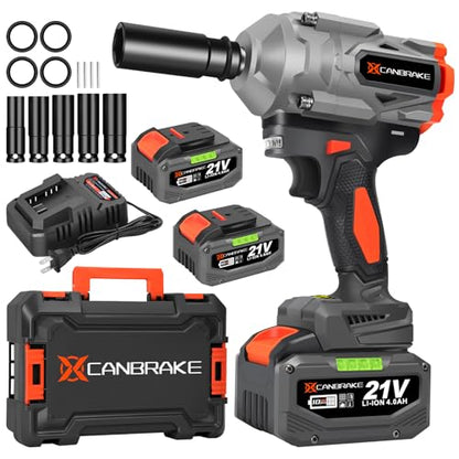 1400N.m Cordless Impact Wrench, 1/2' 21V Heavy Duty Brushless Impact Gun with 2 x 4.0Ah Battery & 5 Sockets, 3 Speeds Adjustment, 1050ft-lbs Electric Pistola Llave de Impacto for Car Truck Tires Mover