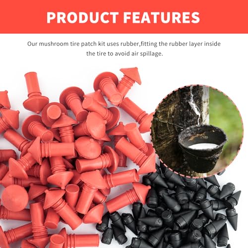 Mushroom Tire Plug Kit with 90PCS Pins,Practical Rapid Plug 2.0 Tire Repair for Flat Tire Repair Kit,Car Accessories Mushroom Plug Tire Repair Kit Fits Tubeless Tires (90pcs small mushroom heads) - color: 90pcs small mushroom heads