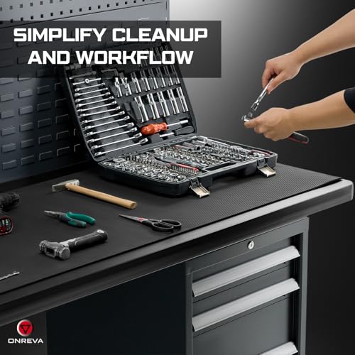ONREVA Workbench Mat 24X72 Inches, EVA Rubber Work Mat, Protect Your Work Bench Top, Heavy Duty Pad for Tool Box Top, Table, Tool Station, Rolling Cabinet Cart Cover Liner Matt, 72"X24" 5mm Thick