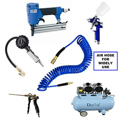 YOTOO Recoil Air Hose Kit with Tire Inflator Gauge, 1/4" Industrial Quick Coupler and Plug for tire infaltion and air Tools