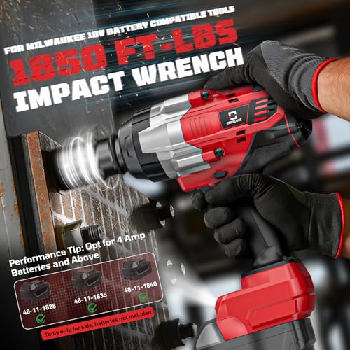 Cordless Impact Wrench 3/4 inch Compatible with Milwaukee Battery, Cerycose1850ft-lbs (2500N.m) Brushless Electric Impact Gun, High Torque Impact Driver, Bare Tool Only，Heavy-Duty Automotive - size: 3/4inch, style: 3/4inch Fit for Milwaukee(No battery)