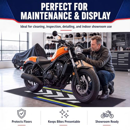 Drydiet 98 x 40 Inch Motorcycle Mat Garage Floor Rug Washable Parking Mats for Garage Floors Non Slip Oil Absorbent Pad Rubber Backing Layer Protects Floor from Spills Drips(Arrow Style) - size: 3'4" x 8'2", style: Arrow Style