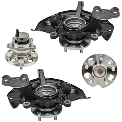 Detroit Axle - FWD Steering Knuckles Kit for 04-06 Lexus RX330, 07-09 RX350, 06-08 RX400h, 06-07 Toyota Highlander, 2 Front Steering Knuckles & Wheel Bearing Hubs 2 Rear Wheel Bearing Hubs Replacement - size: 4UW48628/Kit