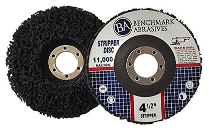 Benchmark Abrasives 4 1/2 Inch Stripping Disc with 7/8" Arbor Angle Grinder Disc Rust Remover for Metal Paint Stripper on Wood, Plastic - Metal Polishing Wheel - Silcone Carbide Strip Disc (10 Pack)