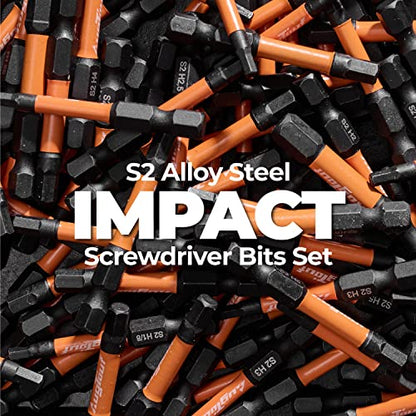 toolant Impact Hex Head Allen Wrench Drill Bit Set 20pcs (Metric&SAE), 1/4” Hex-Shank S2 Steel Hex Bits Set, CNC Machined Tips with Magnetism, 2” Long with Storage Box - size: 20pcs(Metric&SAE)
