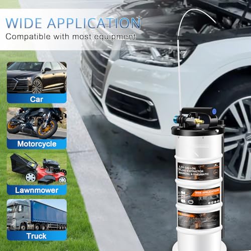 YSTOOL 6.5L Pneumatic and Manual Fluid Extractor Pump Set with Oil Vacuum Change Evacuator, Extension Tubes and Brake Bleeding Hose for Automotive Agricultural Machinery