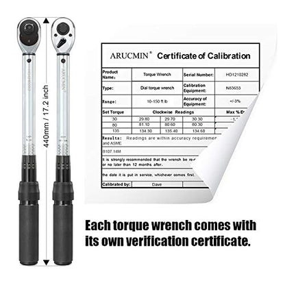 1/2-Inch Drive Click Torque Wrench (10-150 ft.-lb./13.6-203.3Nm) Dual-Direction Adjustable Torque Wrench Set - size: 1/2" Drive 10-150 ft.-lb/13.6-203.3 Nm