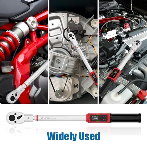 ANPUDS Adjustable Digital Torque Wrench, 2.2-147.5 Ft.lb, ±1% Accuracy | 3-200 Nm, 45mm Jaw & 1/2" Ratchet, 14×18mm Open End, Vibration, Buzzer and LED Indicator, for HVAC, Split AC, Auto, Plumbing - size: 2.2-147.5 Ft.lb/3-200 Nm(14×18mm)