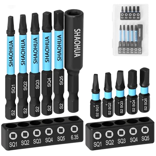 10PCS Square Drive Bits, S2 Alloy Steel Screwdriver Set,2.36"&0.98"Long Magnetic Square Head Screwdriver, Robertson Driver Bits Sizes #0, 1, 2, 3, and #4 - style: A. Square Screwdriver Bits