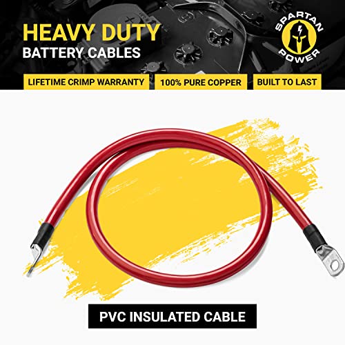 Spartan Power Red 2 Foot, Battery Cable, Positive Only 3/8" M10 Made in USA - color: 1/0 AWG-RED-3/8", size: 2-FT