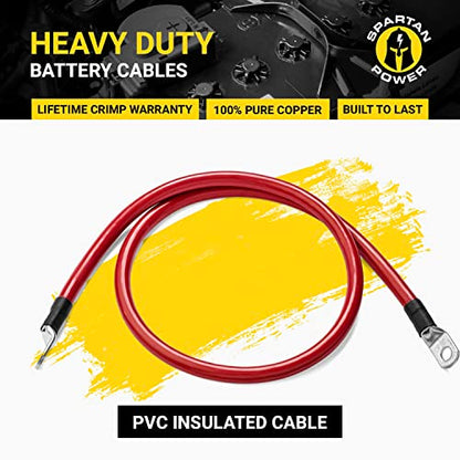 Spartan Power Red 2 Foot, Battery Cable, Positive Only 3/8" M10 Made in USA - color: 1/0 AWG-RED-3/8", size: 2-FT