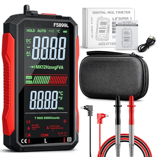 FS899L Smart Digital Multimeter, USB Rechargeable 6000 Counts True RMS Tester with 5" Large Color Screen, Auto-Ranging Voltmeter for Home, Automotive & Industrial Electrical Repair (FS899L +Bag) - color: FS899L +Bag