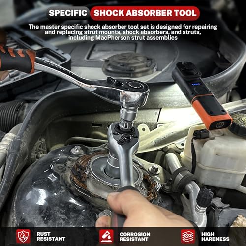 BILITOOLS 50PCS Shock Absorber Strut Nut Socket Set | Master Suspension Tool, Strut Top Mount Nut Removal & Install, Automotive Use, with Ratchet Adaptors - color: Shock Absorber Tool