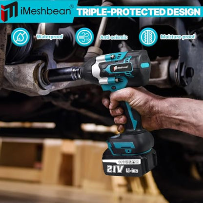 Cordless 1/2 inch Brushless Impact Wrench,1000Nm(738ft-lbs) High Torque Brushless Impact Gun with 2pc 5.5AH Battery,6 Impact Sockets,Fast Charger,Storage Case,Power Impact Wrench for Car Truck
