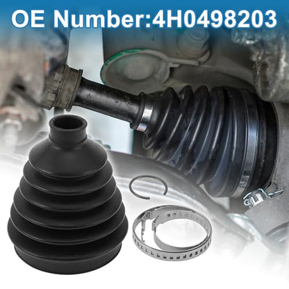 CV Joint Boot Kit No.4H0498203 W/Clamps Constant Velocity Joint Boot for Audi A4 2013-2023 for Audi A8 2012-2023 Rubber Black Strong Durable