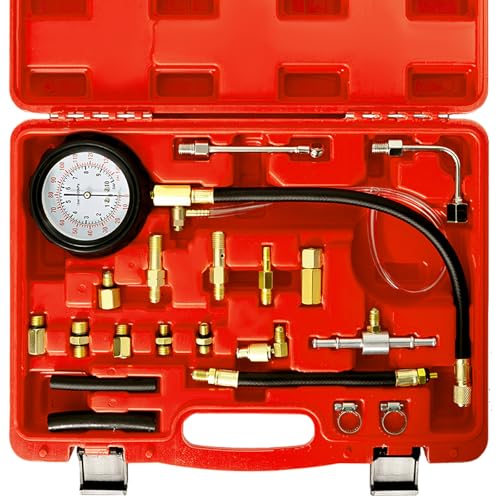 Fuel Pressure Tester Kit 0-140 PSI Fuel Injector Injection Pump Pressure Tester Gauge for Gasoline Cars