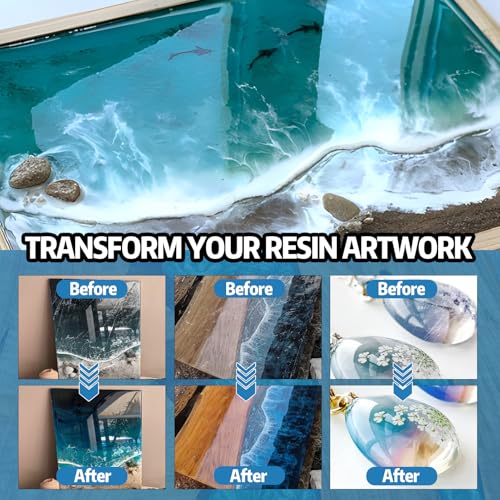 Resin Polishing Kit, Resin Sanding and Polishing Kit, Epoxy resins polishings Kits, Remove Scratches, Achieve a Mirror Effect, Restoring the Shine to Tables and Handicrafts