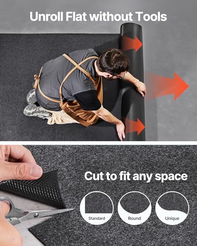 VEVOR Waterproof Garage Floor Mat for Under Car, Non-Slip 6.6'x8.5' Oil Spill Mat Heavy Duty Containment Mat, Protects Garage Floor from Water, Mud and Oil, for Garages Greenhouses Entrance - size: 6.6' x 8.5'