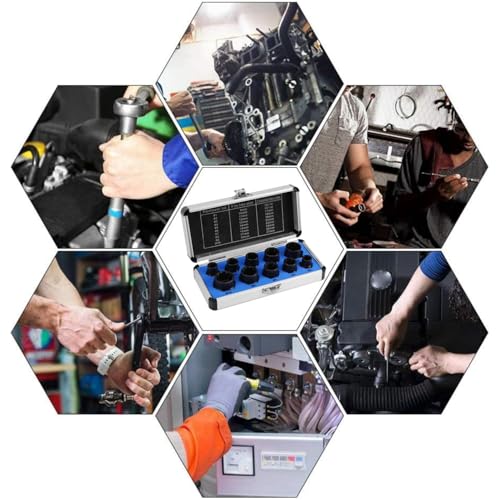 10 Pcs Nut Remover Set with Storage Case,9-19mm Impact Nut Extractor Set,Bolt Remover Tool Set,Nut Extractor Socket,Drive Socket kit,Locking Socket Tools Kit (Hight Set)
