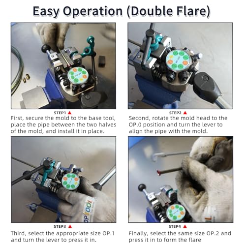 DPTOOL Brake Line Flaring Tool Kit, 45 and 37 Degree Single, Double and Bubble Flares, Brake Line and Tubing Flaring Tool for 3/16", 1/4", 5/16", 3/8" and 4.75mm Tubing - size: 37&45 Degree