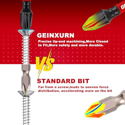 Geinxurn Impact Tough #2 Phillips 1 in. Insert Driver Bits,50Pack PH2 Screwdriver Bits Set with 1Pcs Impact Bit Holder,Bulk - size: 1"-PH2-51PCS