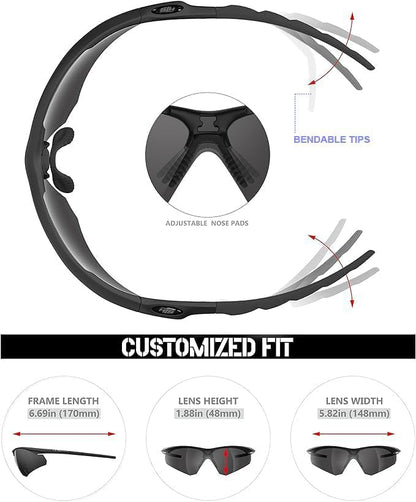 HTS HUNTERSKY S53 Anti Fog Tactical Shooting Range Safety Glasses ANSI Z87.1 Ballistic Eye Protection Hunting Airsoft Riding - color: S51 Black / Smoke