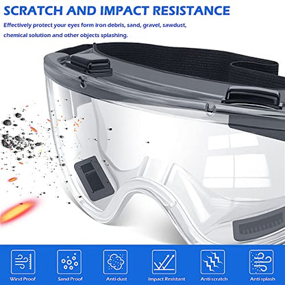 OXG Safety Goggles ANSI Z87.1 Glasses, Anti-Fog Protective Safety Glasses Lab Goggles Men Women Eye Protection Goggles - color: Clear